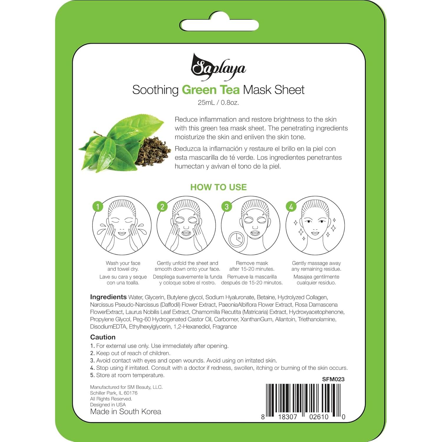 Mascarillas Faciales Saplaya Paquete de 6 Aromatizadas K-Beauty