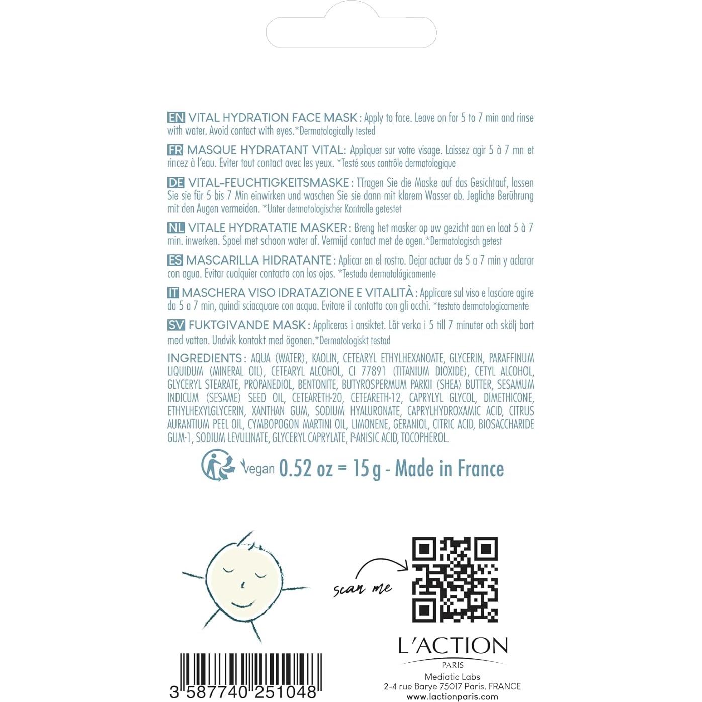 Mascarilla Facial Hidratante L'Action Paris 15g