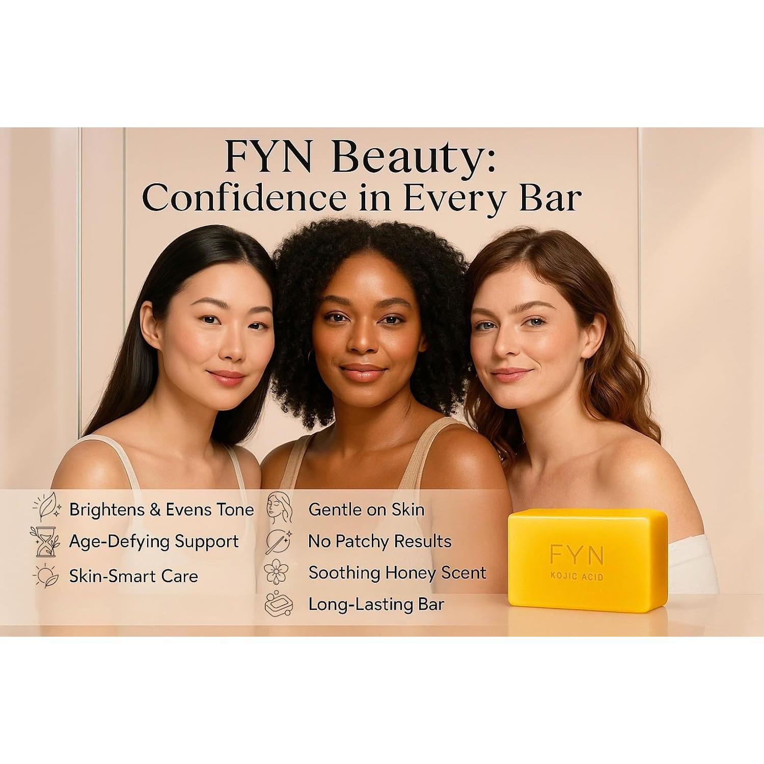 Jabón de Ácido Kójico FYN Beauty - 3 Piezas para Manchas y Rejuvenecimiento