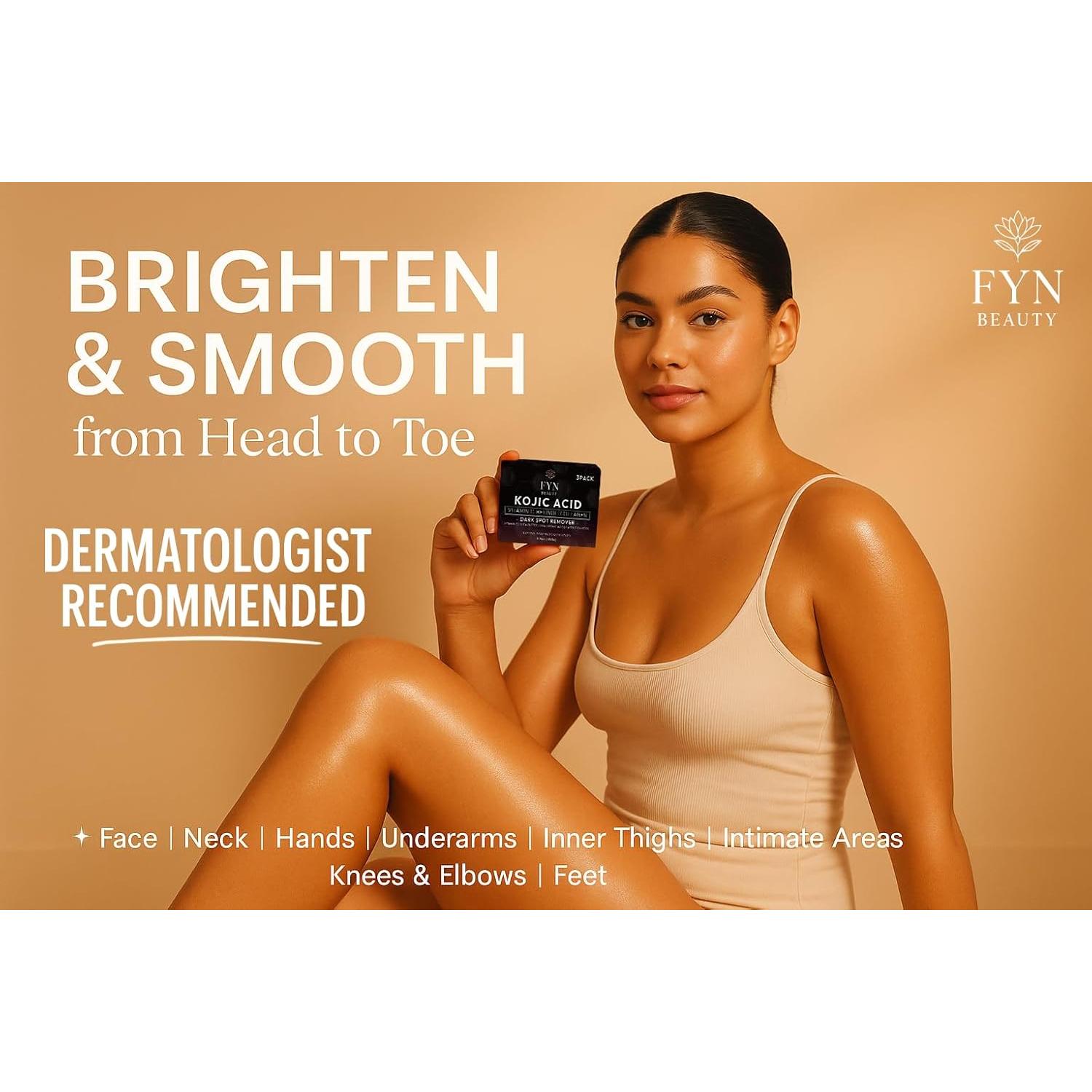 Jabón de Ácido Kójico FYN Beauty - 3 Piezas para Manchas y Rejuvenecimiento