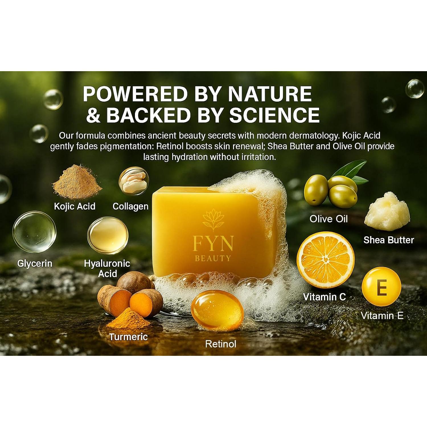 Jabón de Ácido Kójico FYN Beauty - 3 Piezas para Manchas y Rejuvenecimiento