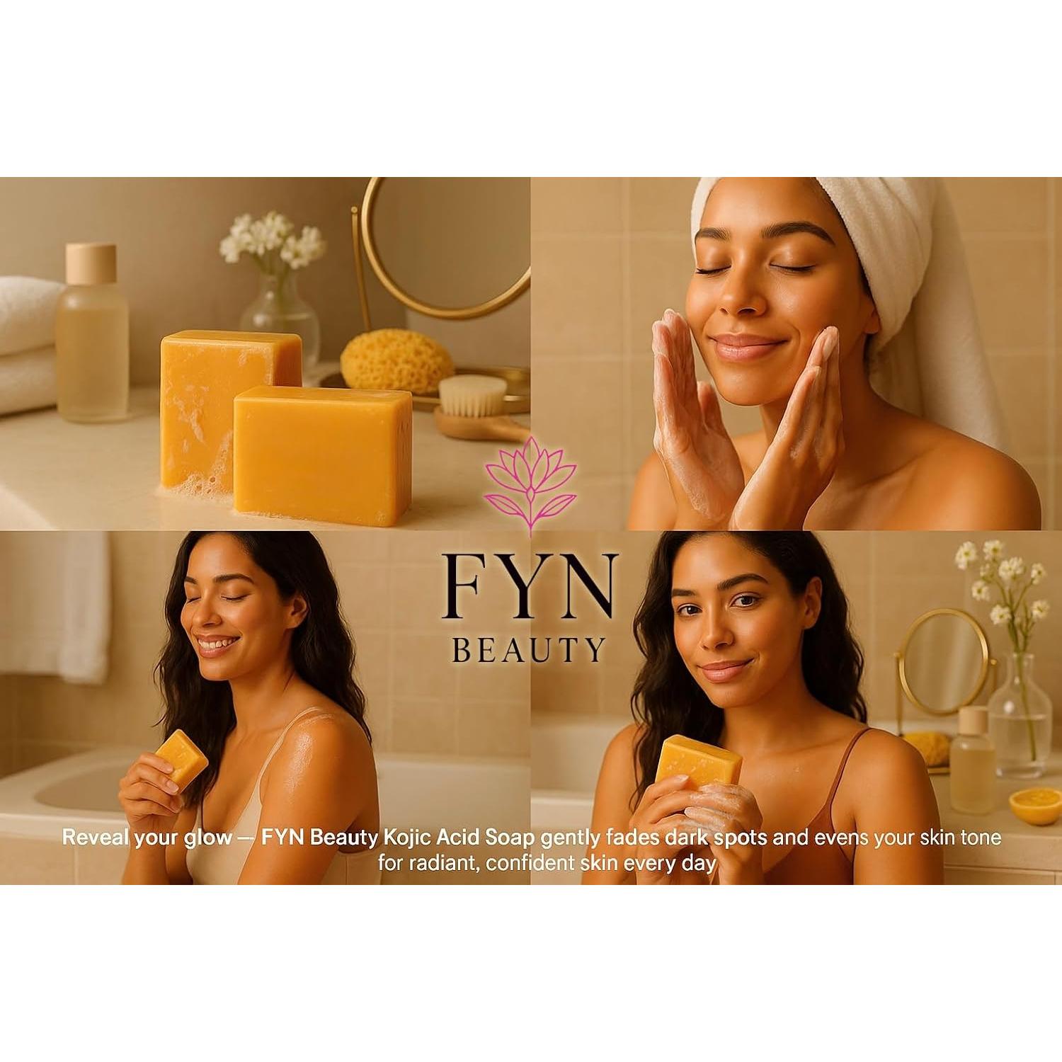 Jabón de Ácido Kójico FYN Beauty - 3 Piezas para Manchas y Rejuvenecimiento