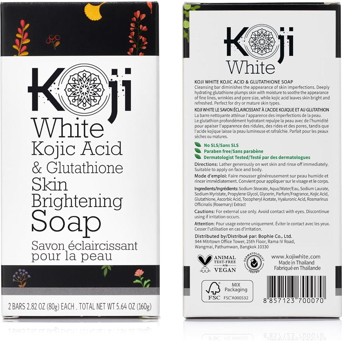 Jabón Aclarador Koji White con Ácido Kójico y Glutati&oacute;n 80g