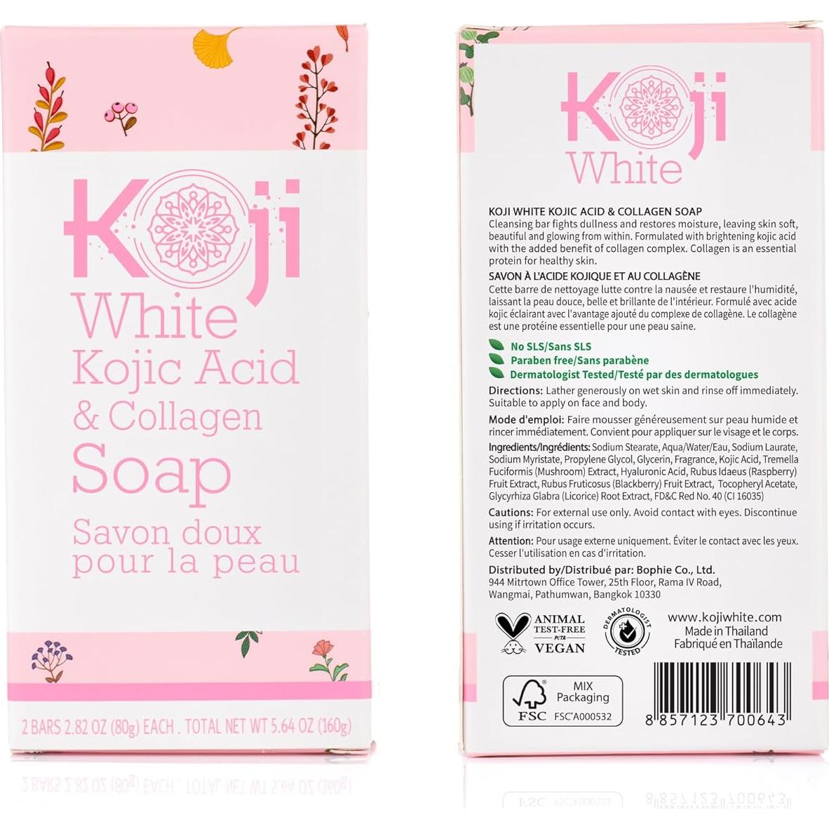 Jabón Aclarador Koji White con Ácido Kójico y Colágeno 160g