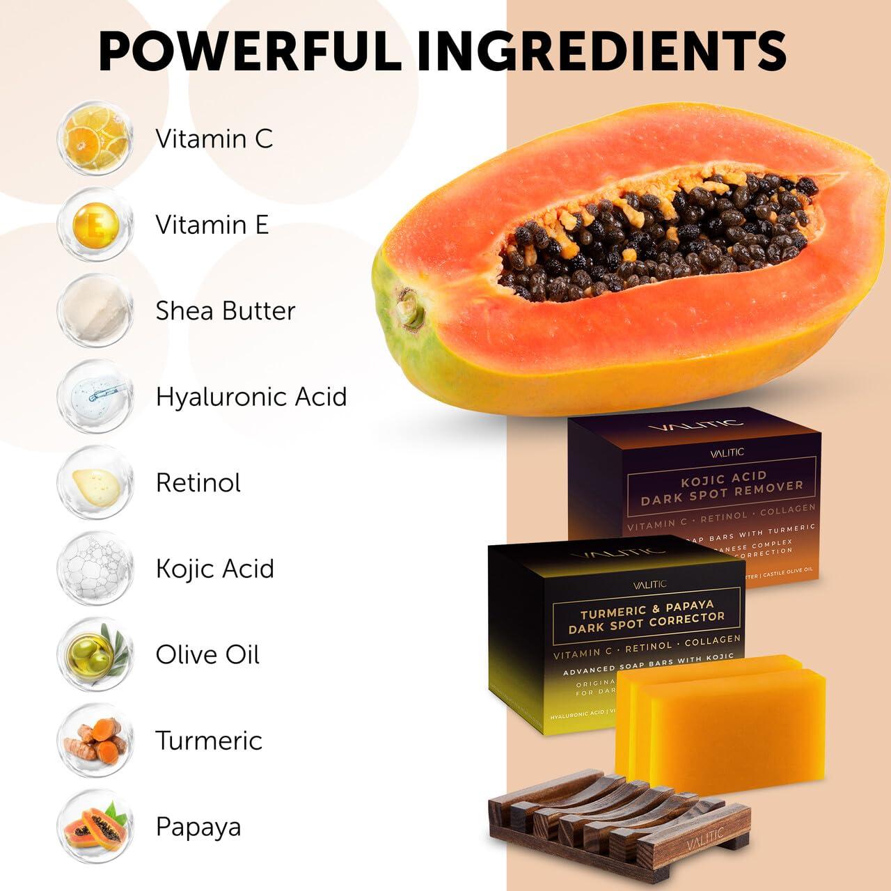 Jabón en barra Papaya y Ácido Kójico VALITIC - 4 unidades