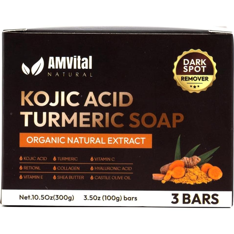 Jabón Vegano AMVital de Cúrcuma y Ácido Kójico 3-Pack