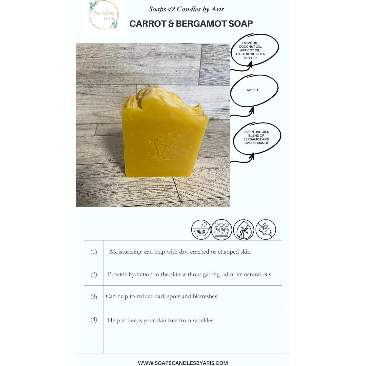 Jabón Vegano de Zanahoria y Bergamota 127g - Natural