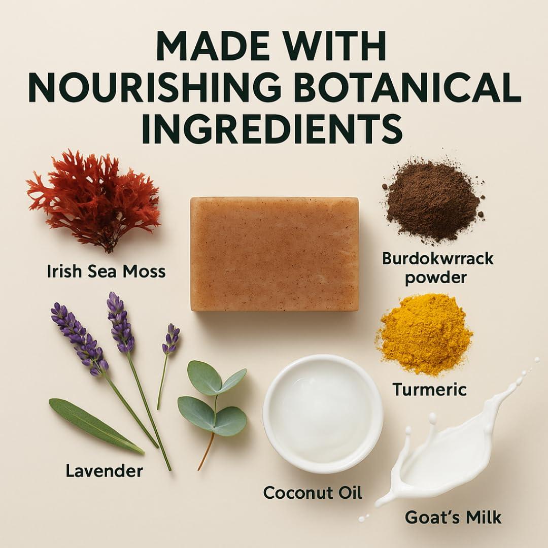 Juego de Jabones de Musgo Marino Irlandés - 3 Piezas con Leche de Cabra