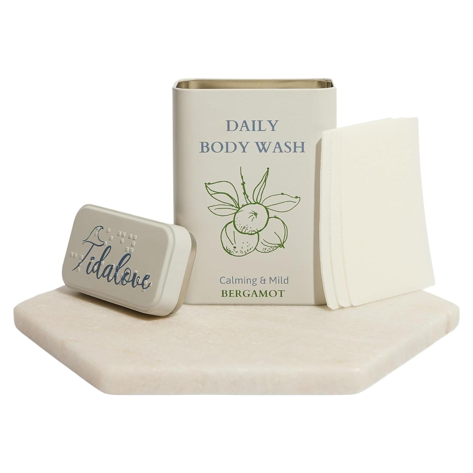 Hojas de Jabón Corporal Tidalove en Lata - Veganas y Sin Plástico