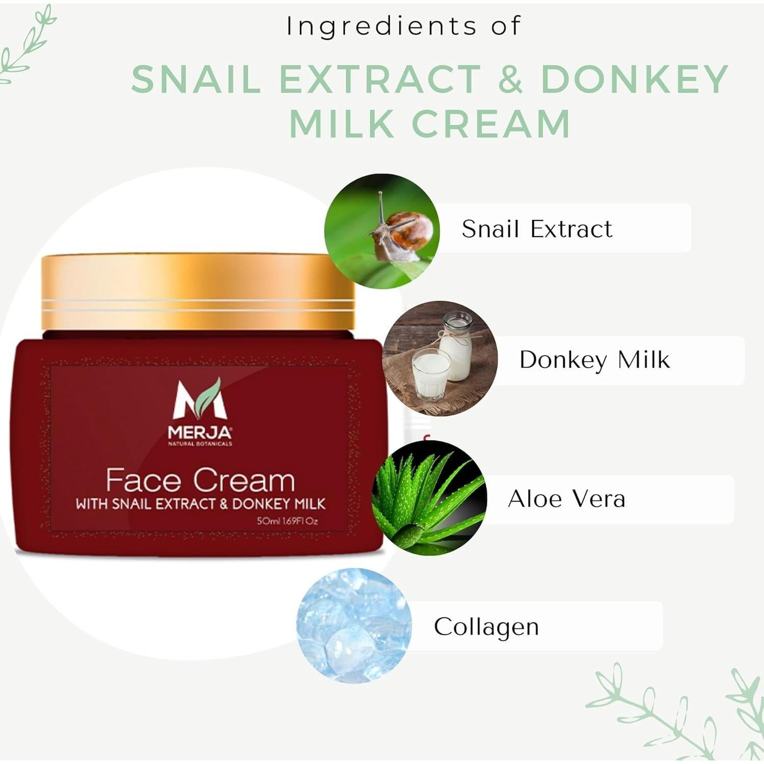 Crema Facial Anti-envejecimiento Merja con Extracto de Caracol 50ml