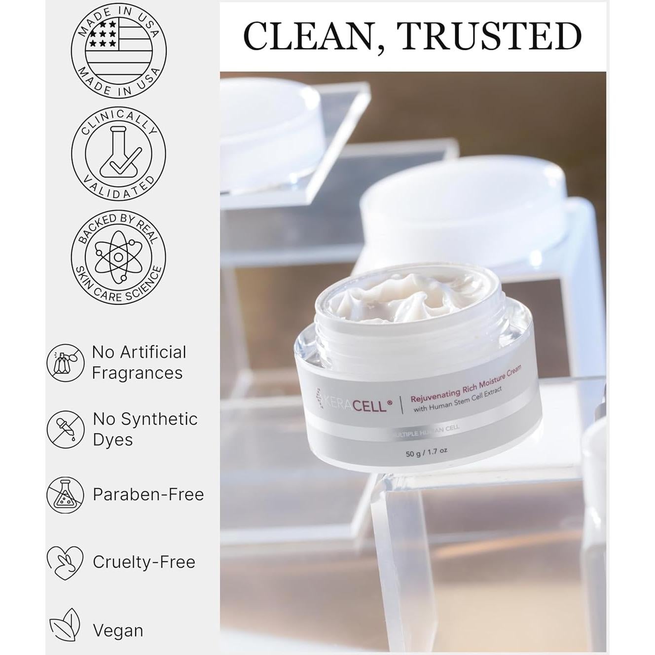 Crema Hidratante Facial KERACELL 48g - Antiarrugas y Rejuvenecedora