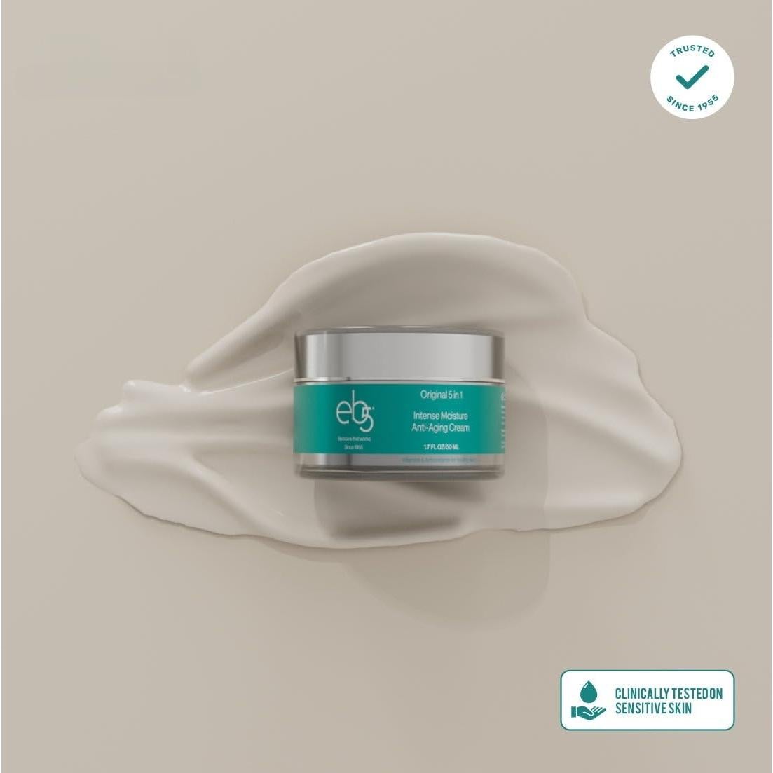 eb5 Intense Moisture Anti Aging Moisturizer Face & Neck Cream- Tone Tighten Skin with Retinol, Fade Fine Lines & Wrinkles with Vitamin E, A & B5-1.7oz.