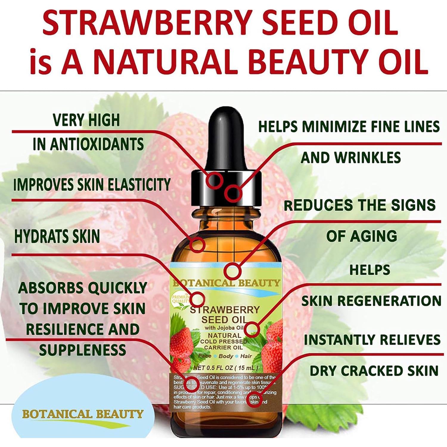 Aceite de Semilla de Fresa 100% Puro 60 ml Hidratante Natural