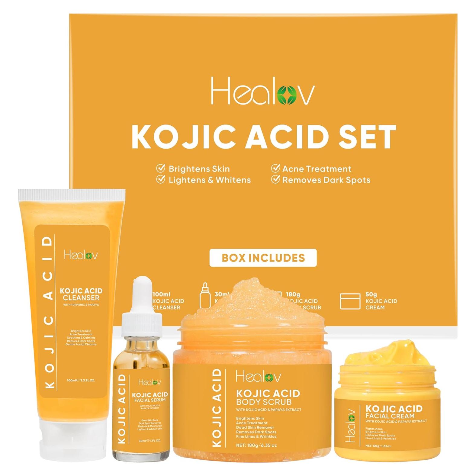 Set de Cuidado de Piel Healov - 4 Productos con Ácido Kójico