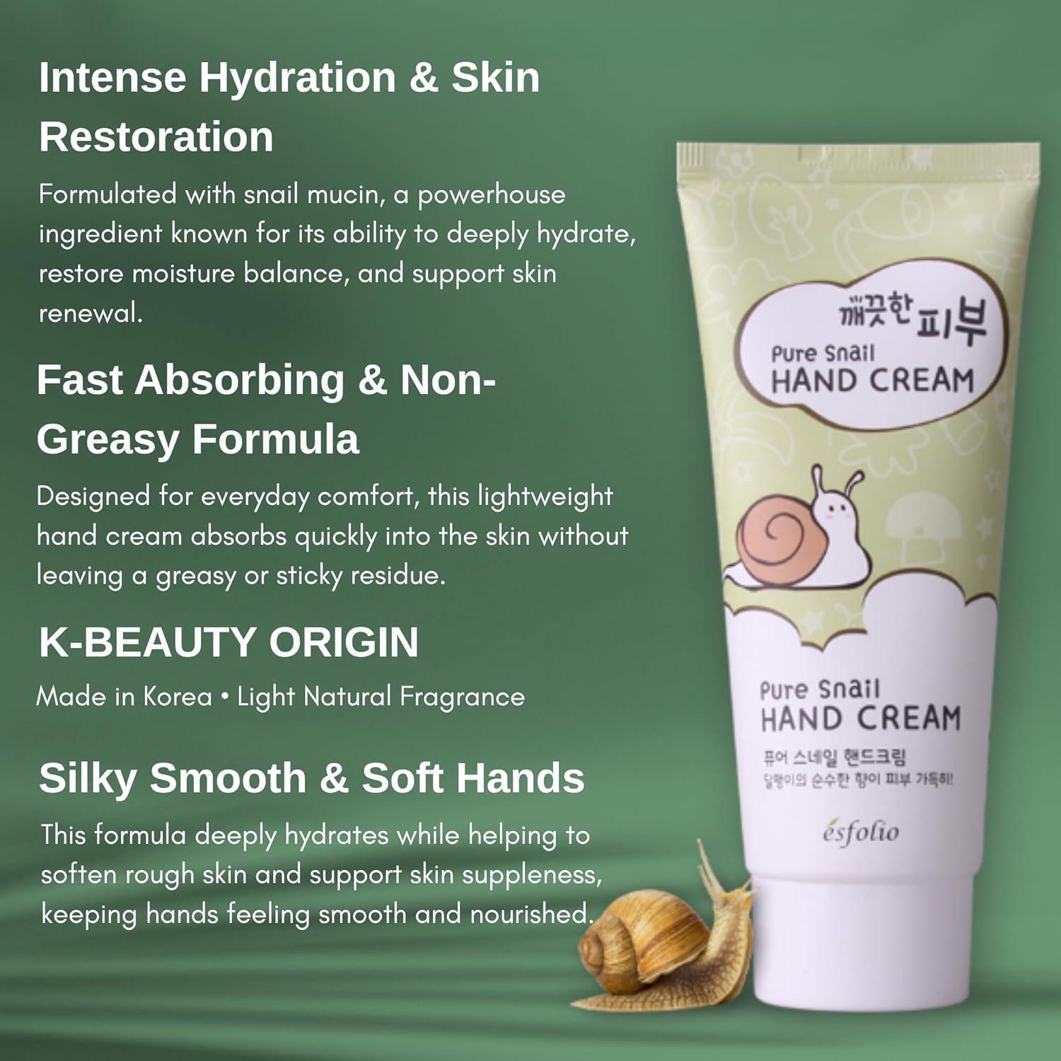 Crema de Manos Esfolio Pure Skin Snail 100ml - Hidratante No Grasa