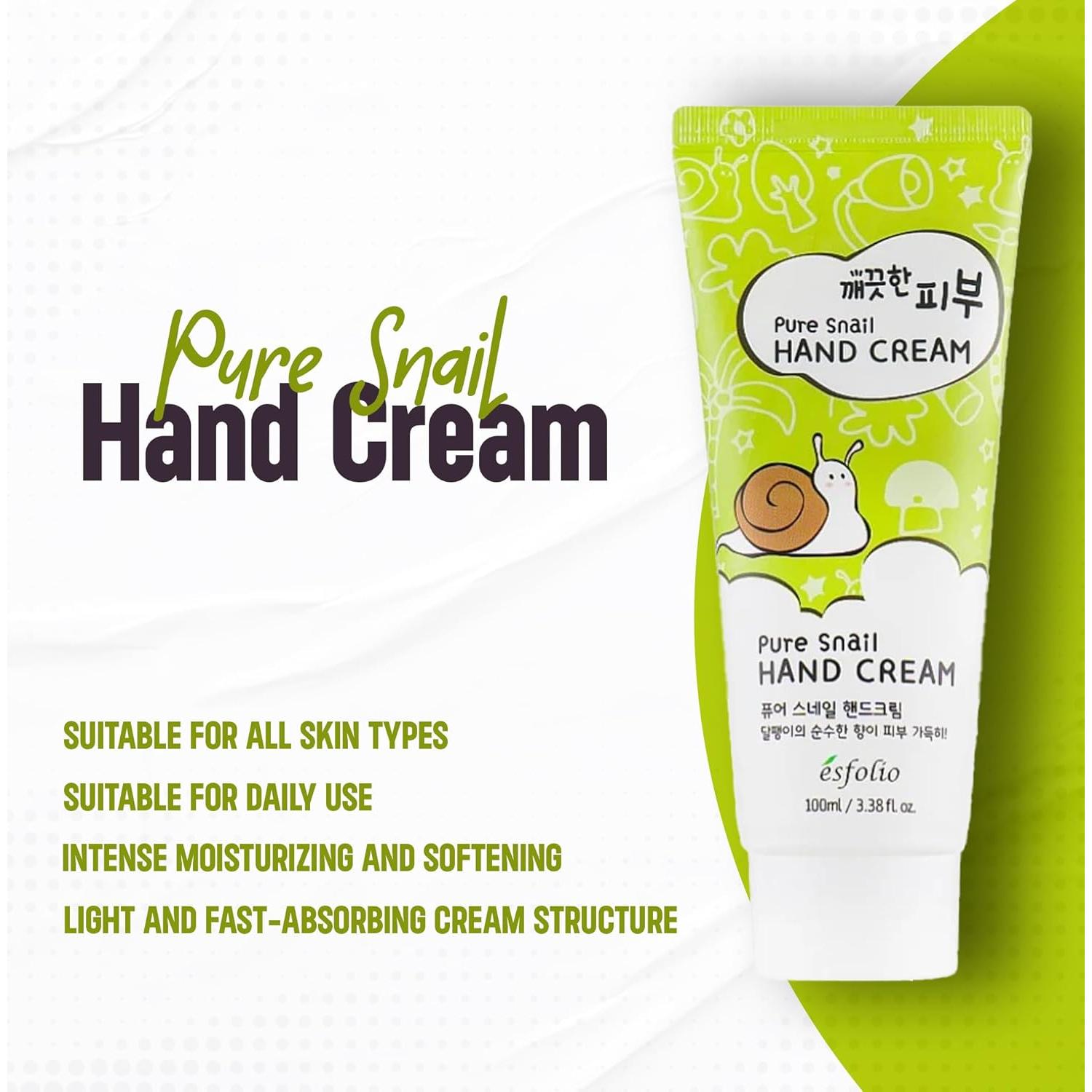 Crema de Manos Esfolio Pure Skin Snail 100ml - Hidratante No Grasa