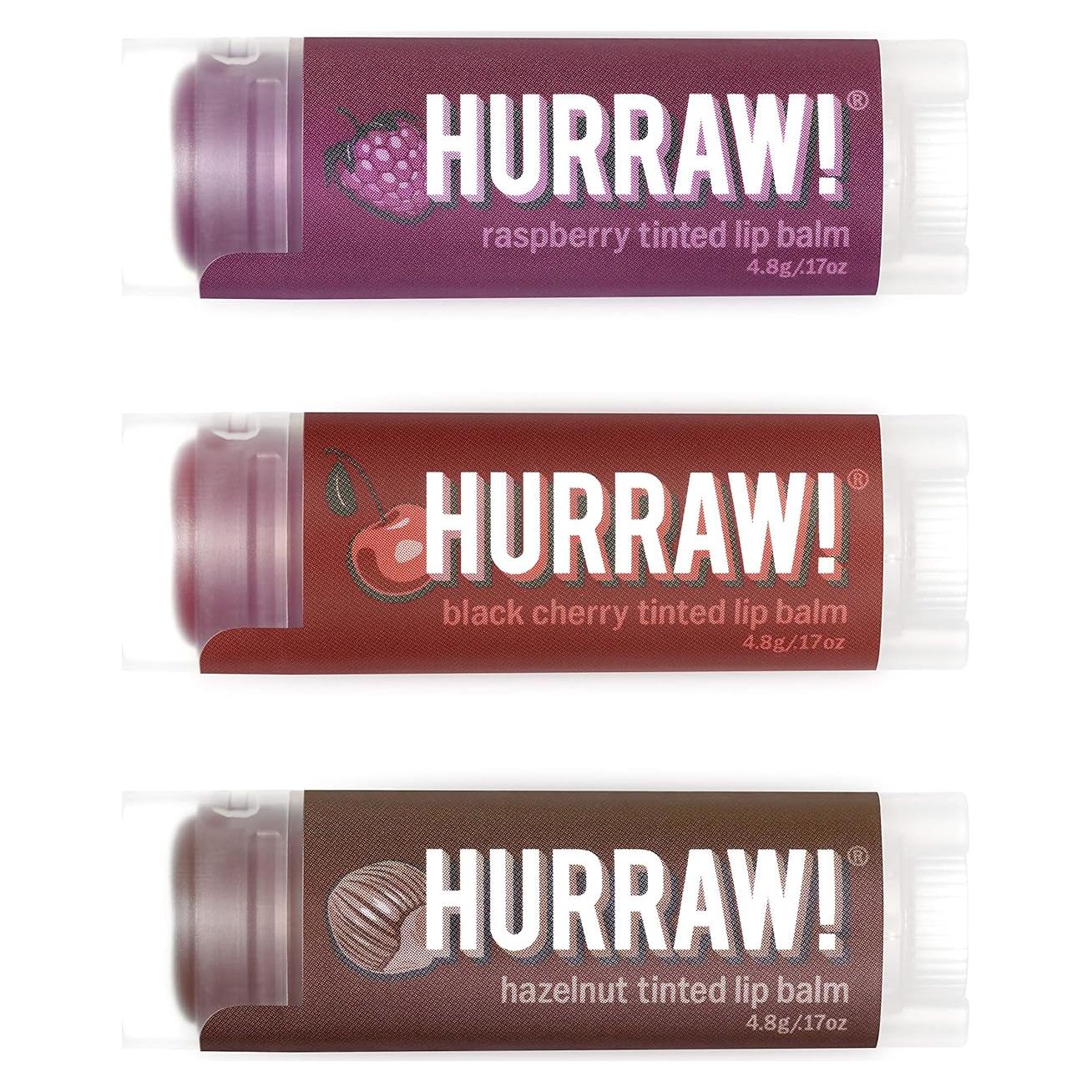 Bálsamos Labiales Orgánicos Hurraw! - Paquete de 3 Sabores