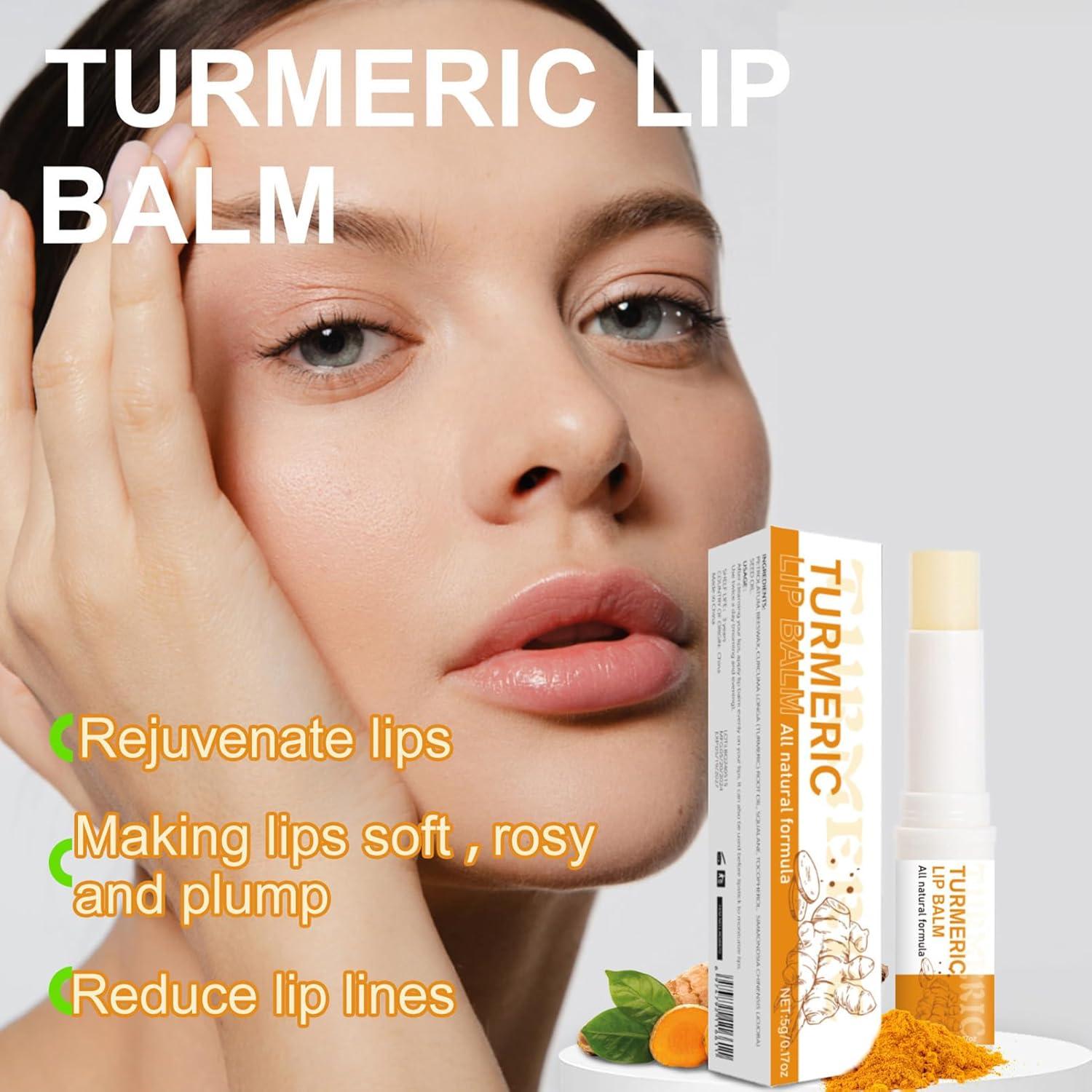 2PCS Turmeric Lip Balm for Smokers Dark Lip Treatment with Turmeric oil, Help Fade Lip, Lip Exfoliator, Lip Exfoliator Scrub for Lip Softening & Dry, Cracked, Dull Lips, Reduce Lip Fine Lines