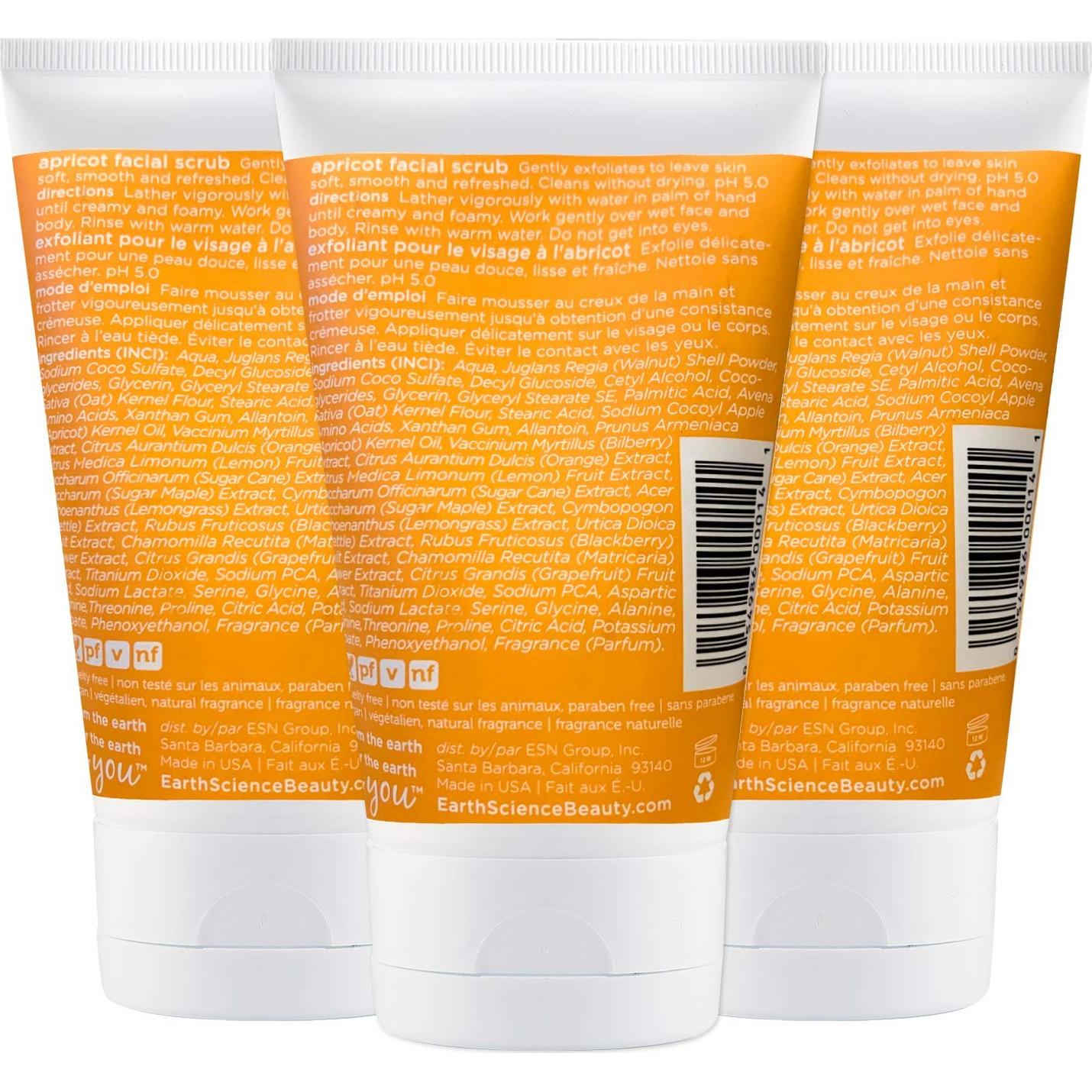 Exfoliante Facial Suave Albaricoque Ciencia de la Tierra 3 pk