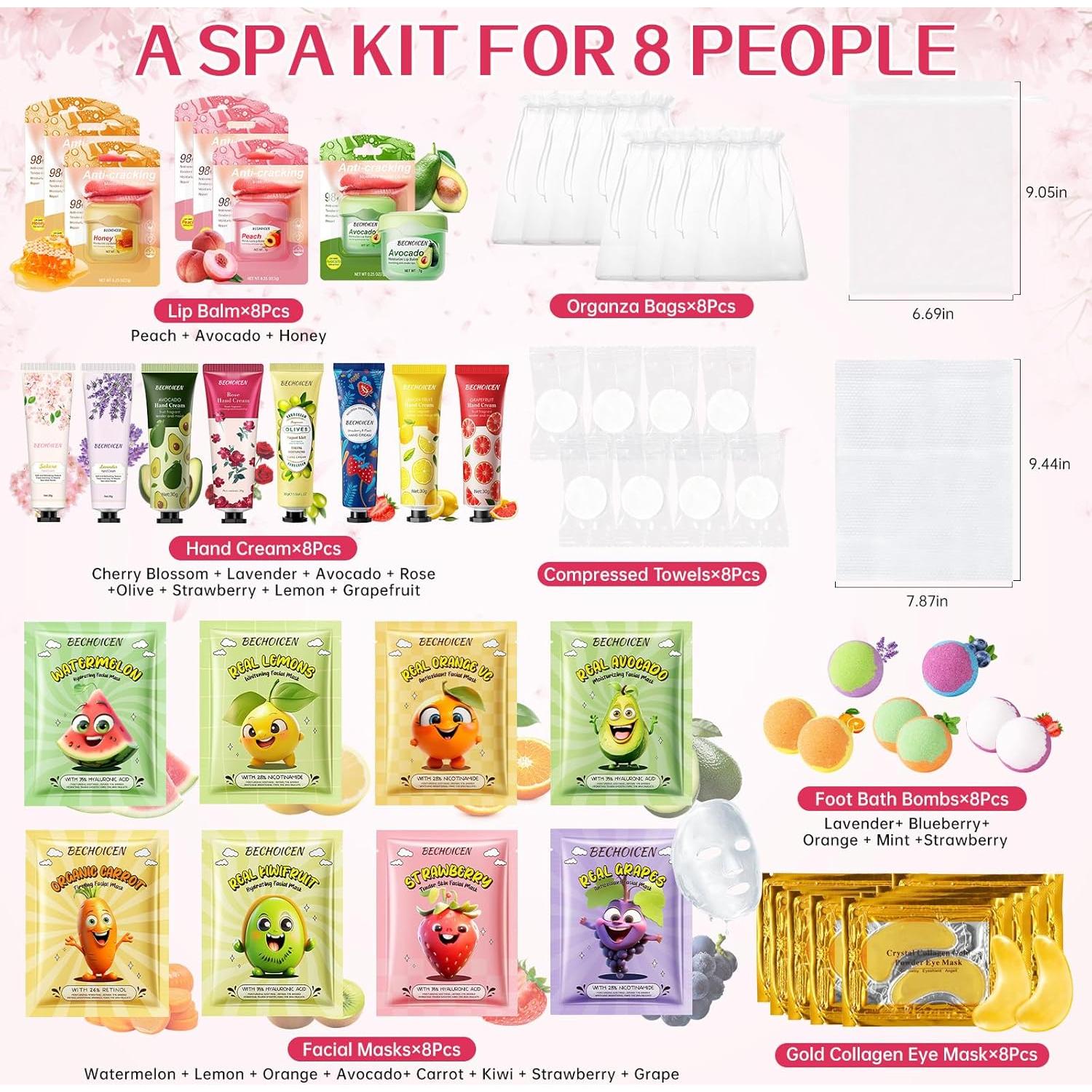 Set de Fiesta de Spa 56Pcs BECHOICEN - Mascarillas y Bombas