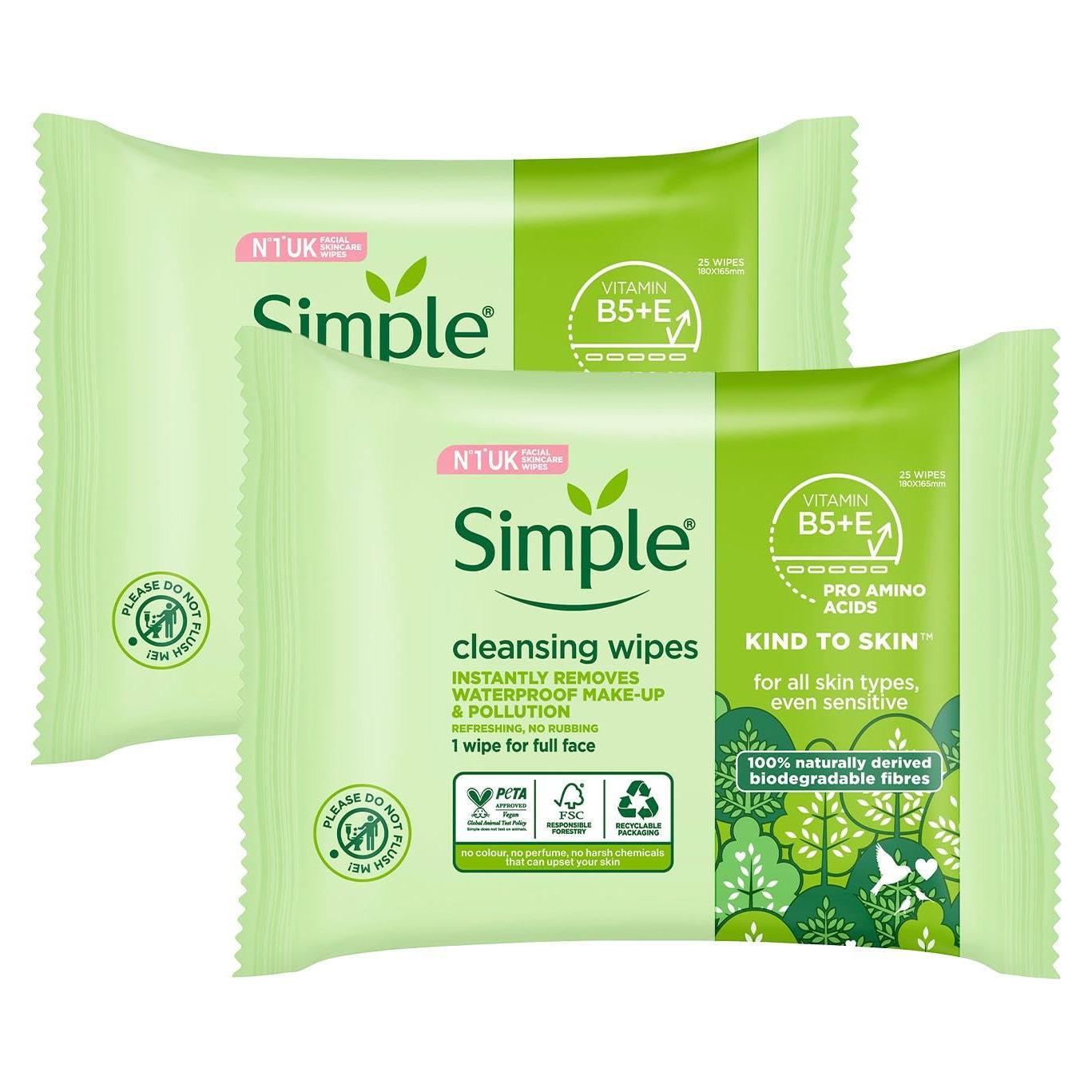 Toallitas Faciales Limpiadoras Simples 25 Unidades - Paquete de 3