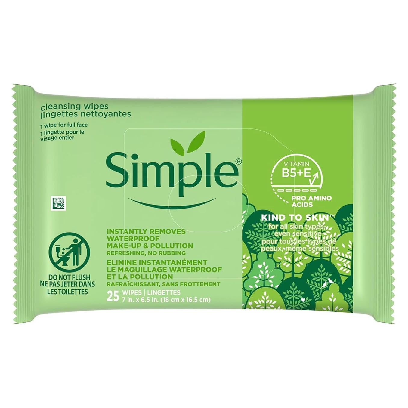 Toallitas Faciales Desmaquillantes Simple - 25 Unidades - Hipoalergénicas