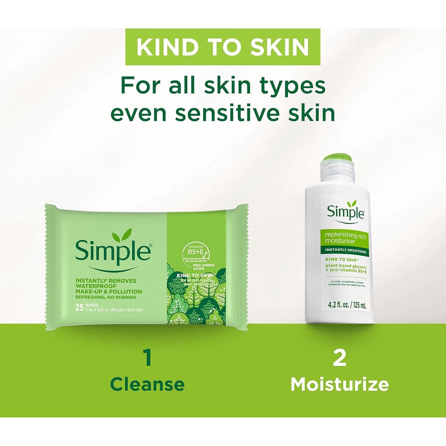 Toallitas Faciales Desmaquillantes Simple - 25 Unidades - Hipoalergénicas