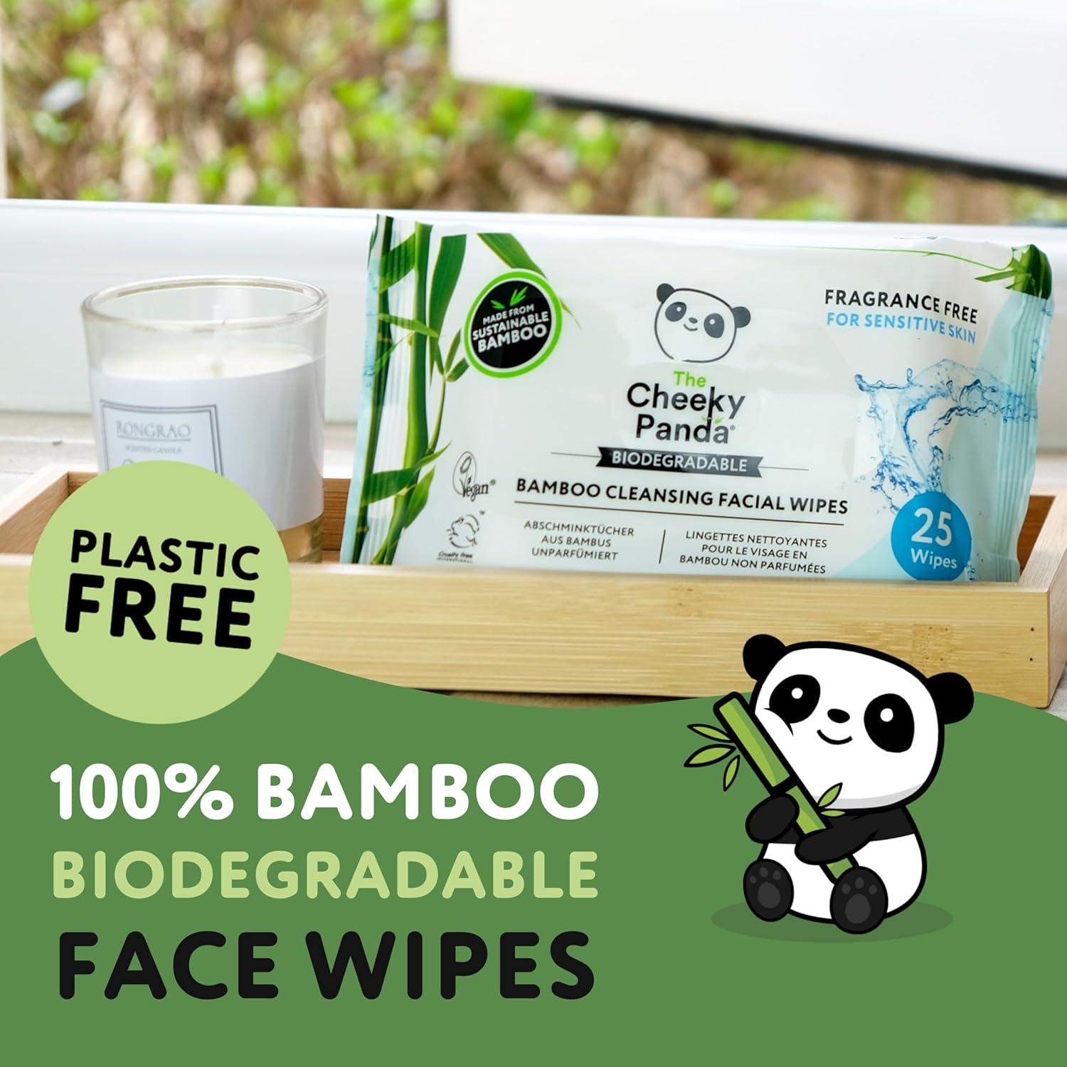 Toallitas Desmaquillantes The Cheeky Panda | 6 Paquetes de 25 Unidades | Biodegradables y Veganas