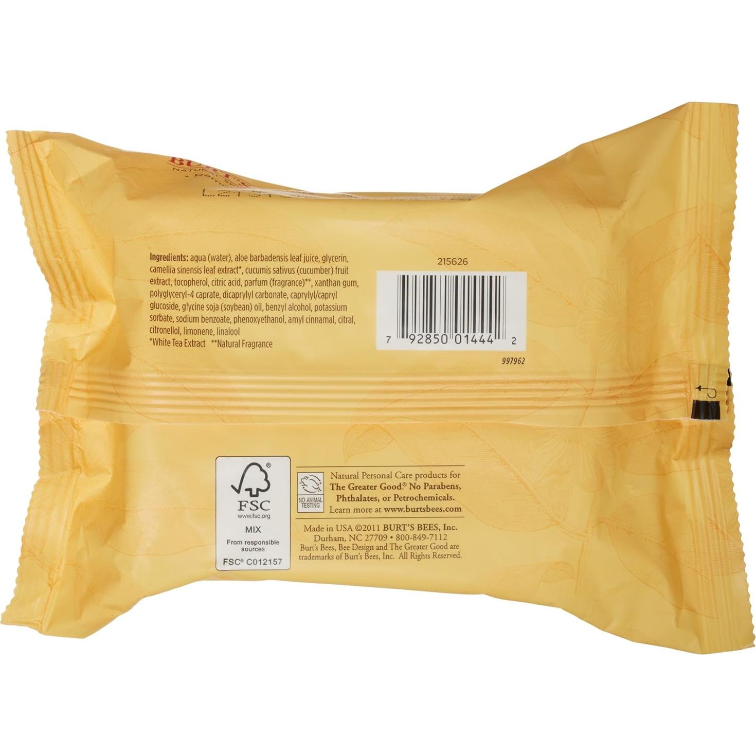 Toallitas Desmaquillantes Faciales Burt's Bees - 30 Unidades x 2