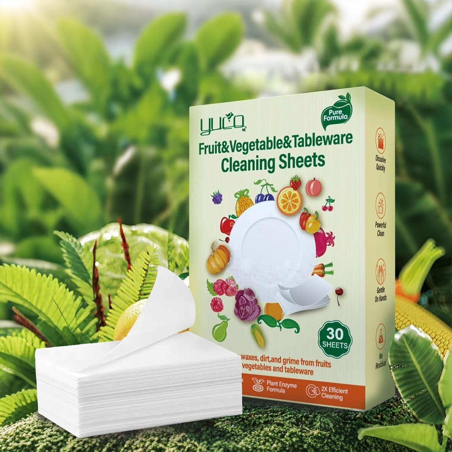 Hojas de Lavado de Frutas y Verduras YUCO - 30 Hojas Ecológicas