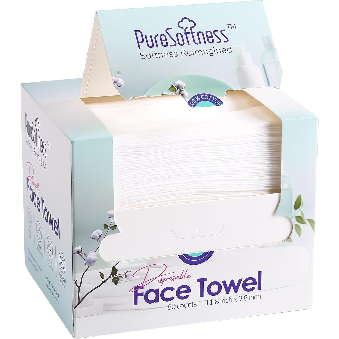 Toallas Faciales Desechables PureSoftness 100% Algodón 160 Unidades