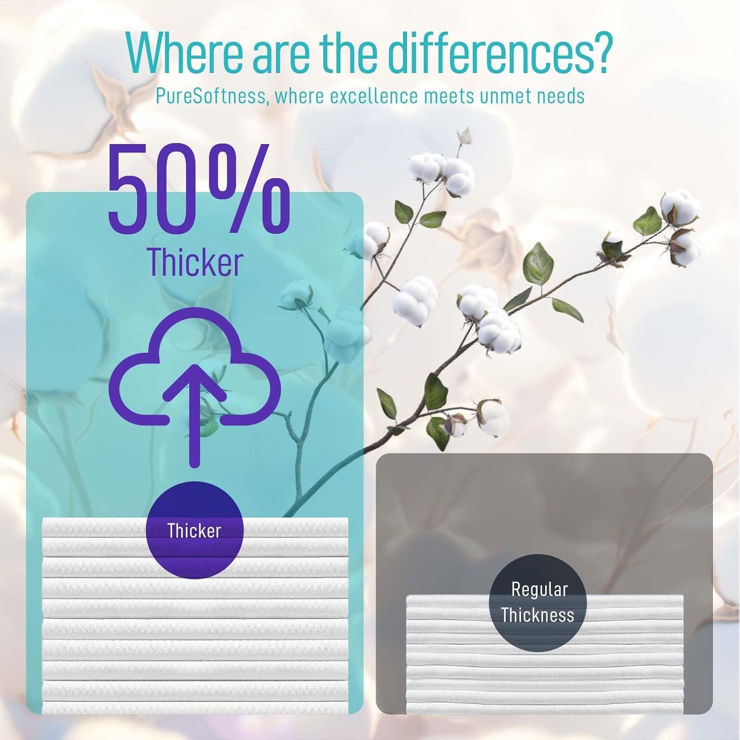 Toallas Faciales Desechables PureSoftness 100% Algodón 160 Unidades