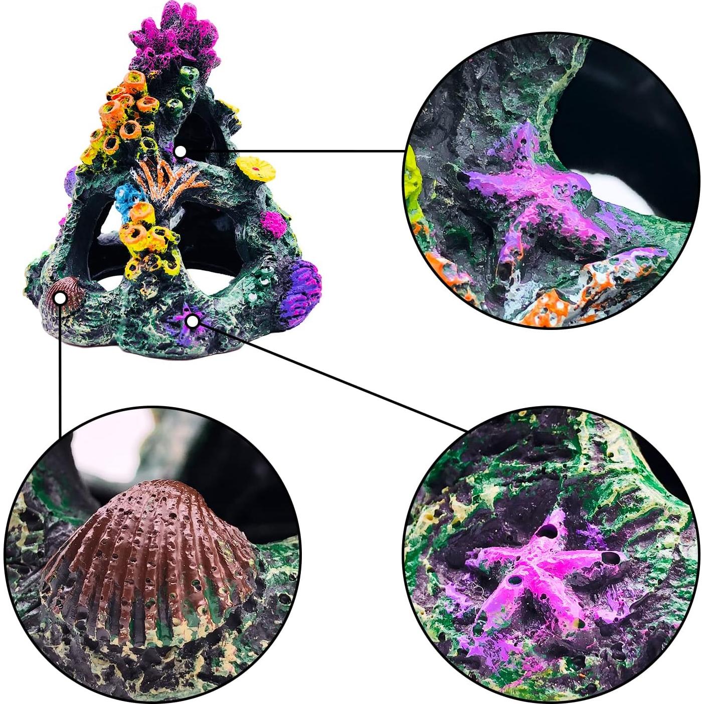 Conjunto de Decoración de Acuario GSD - Montaña Coral y Plantas