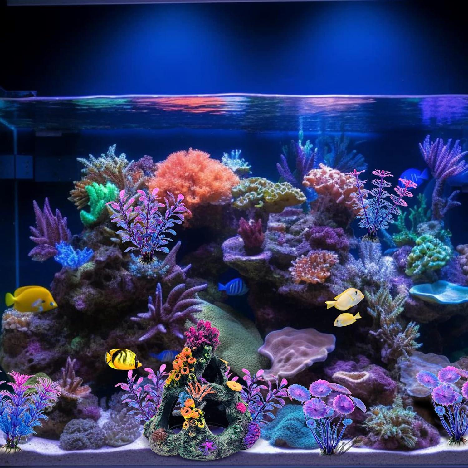 Conjunto de Decoración de Acuario GSD - Montaña Coral y Plantas