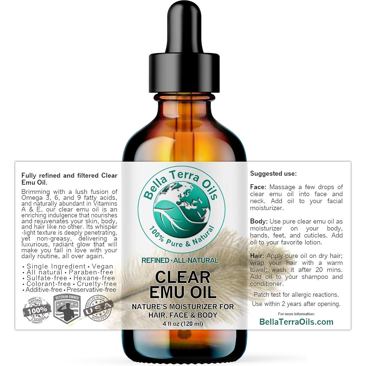 Aceite de Emú Claro 118 ml Bella Terra - Piel Suave y Radiante