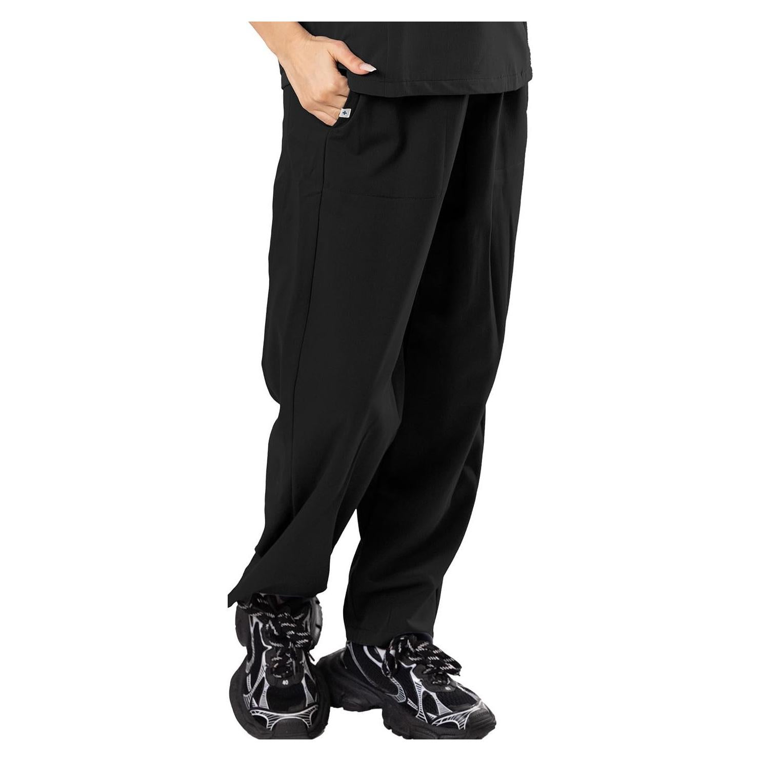 Pantalones de Scrubs para Mujeres Reinwaete, Negro, Talla Grande