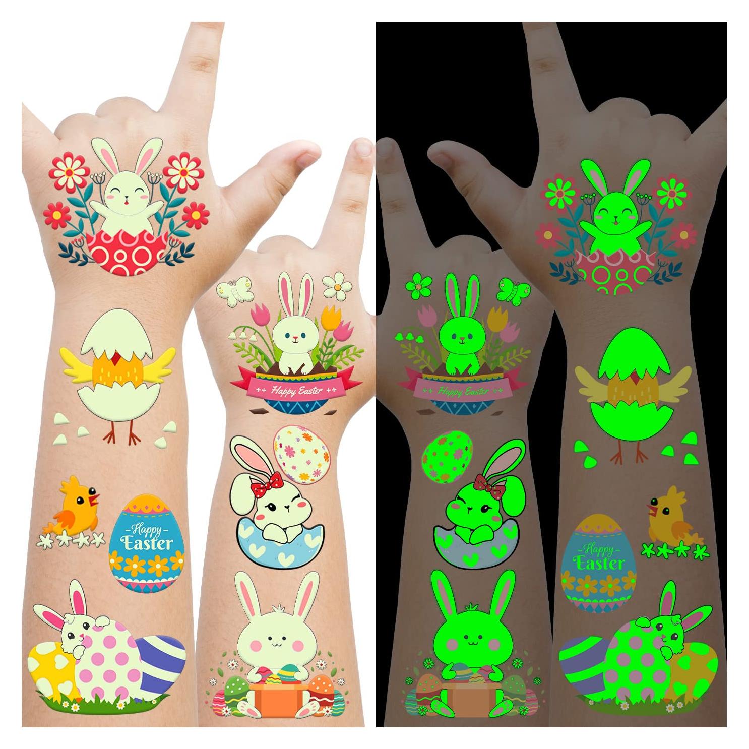 Tatuajes Temporales Luminiscentes Cerlaza para Pascua - 10 Hojas