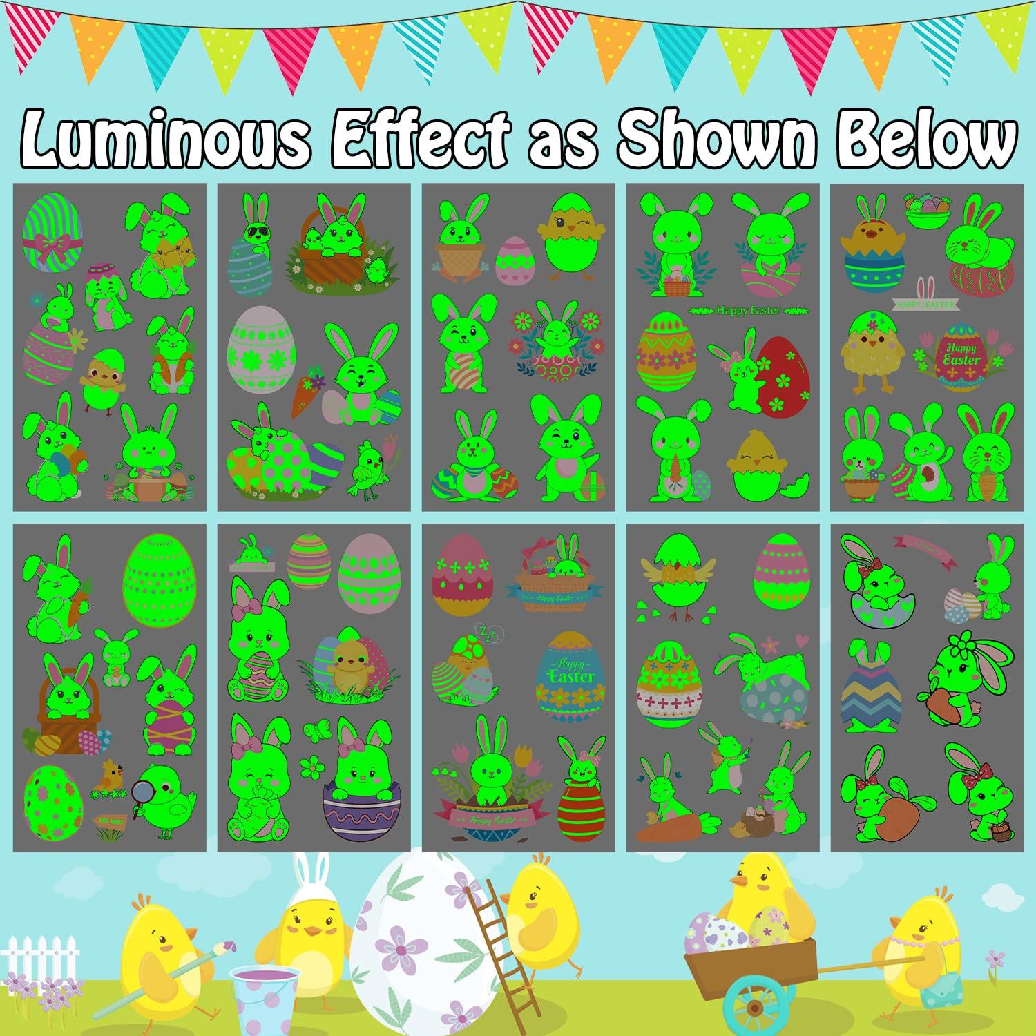 Tatuajes Temporales Luminiscentes Cerlaza para Pascua - 10 Hojas