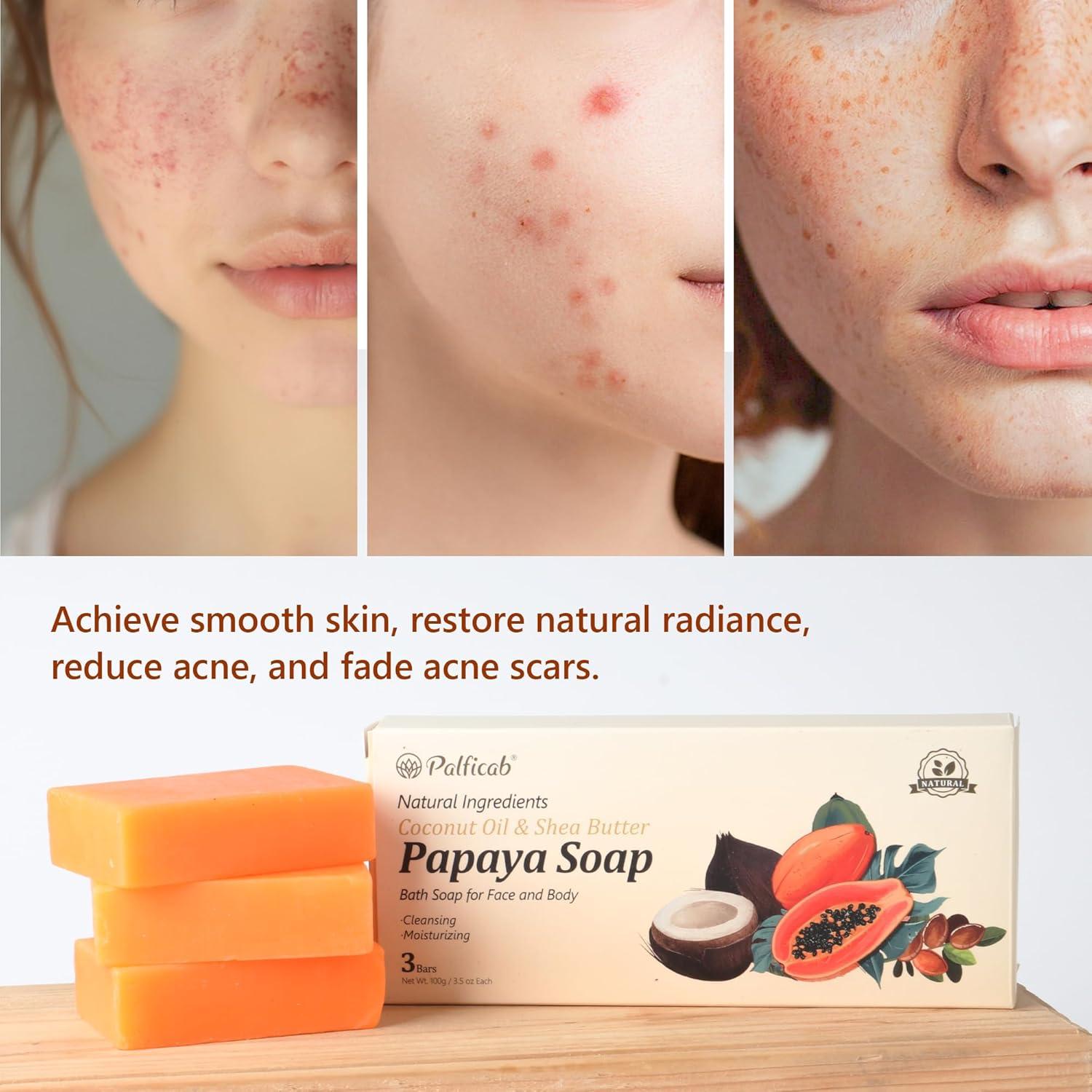 Jabón Natural de Papaya Palficab - Exfoliante Suave 3 Barras