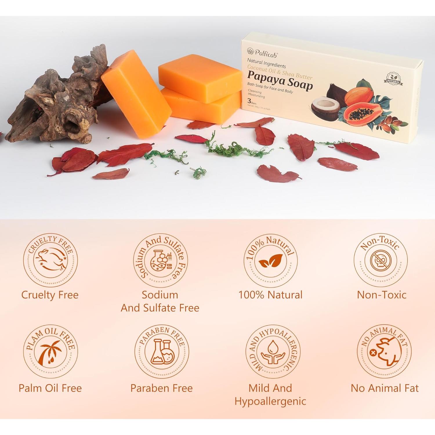 Jabón Natural de Papaya Palficab - Exfoliante Suave 3 Barras