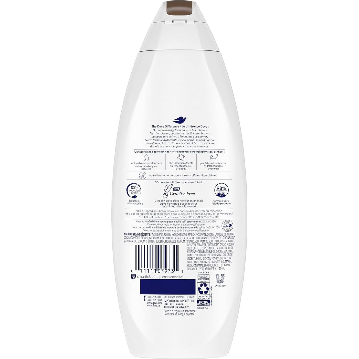 Dove Lavado Corporal 4x620ml Manteca de Coco y Cacao