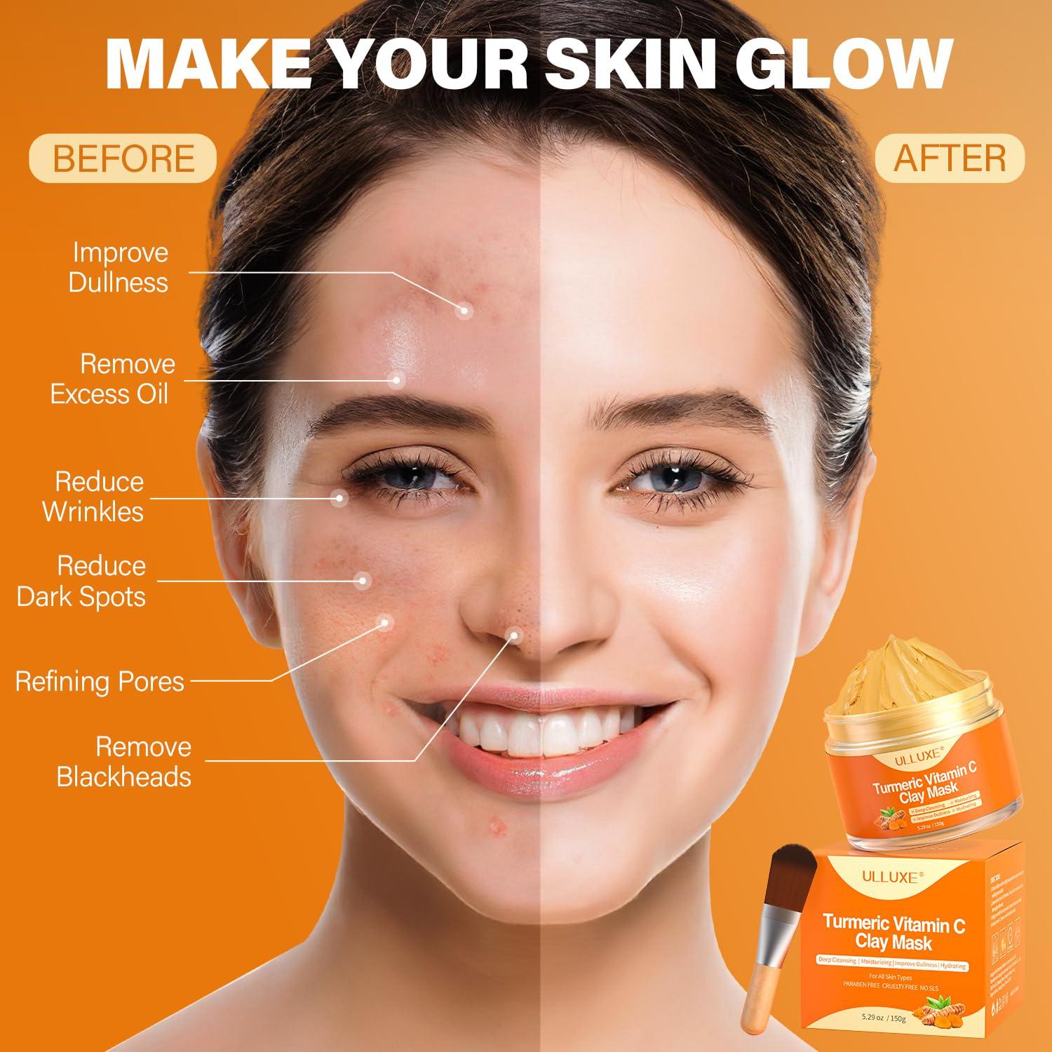 Kit de Mascarilla Facial Vegana Ulluxe con Cúrcuma y Vitamina C