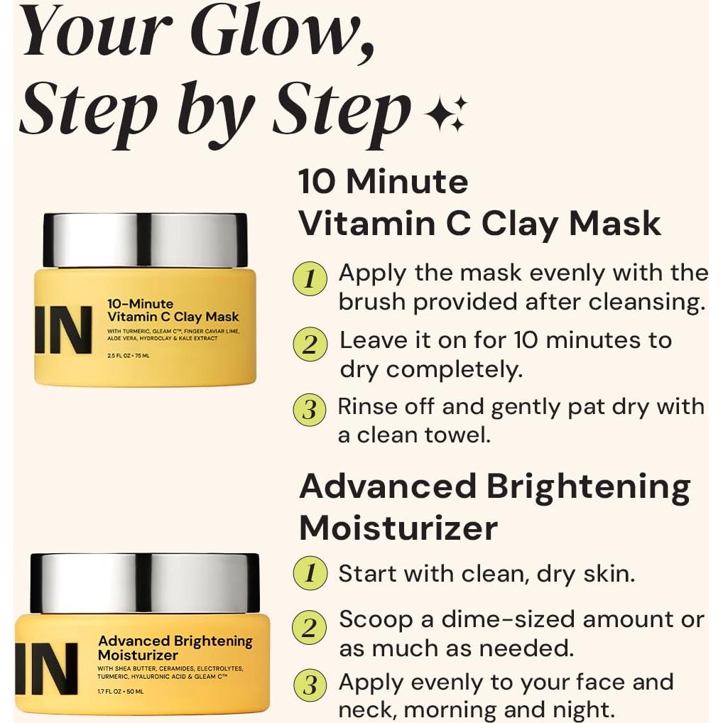 Dúo Hidratante Gleamin - Mascarilla Arcilla Vitamina C y Crema