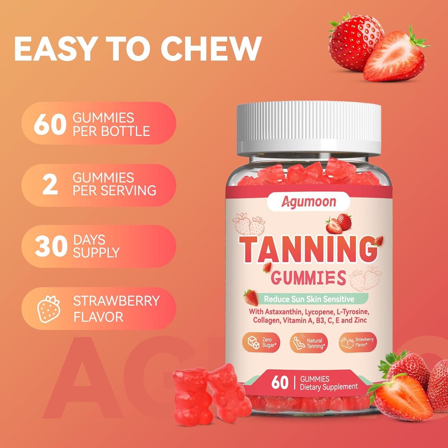 Gomitas Bronceadoras Veganas Agumoon - 60 Unidades con Colágeno