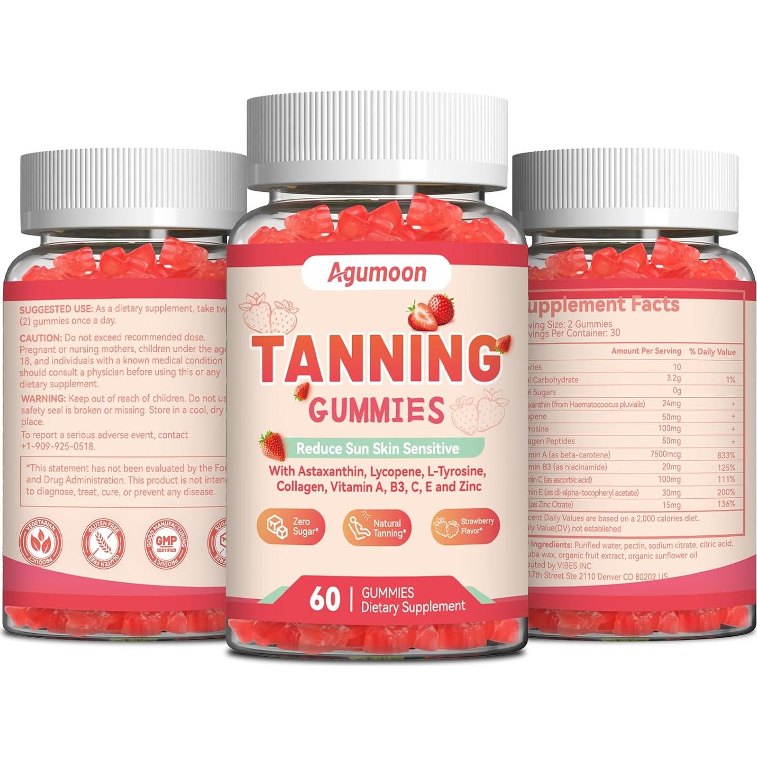 Gomitas Bronceadoras Veganas Agumoon - 60 Unidades con Colágeno