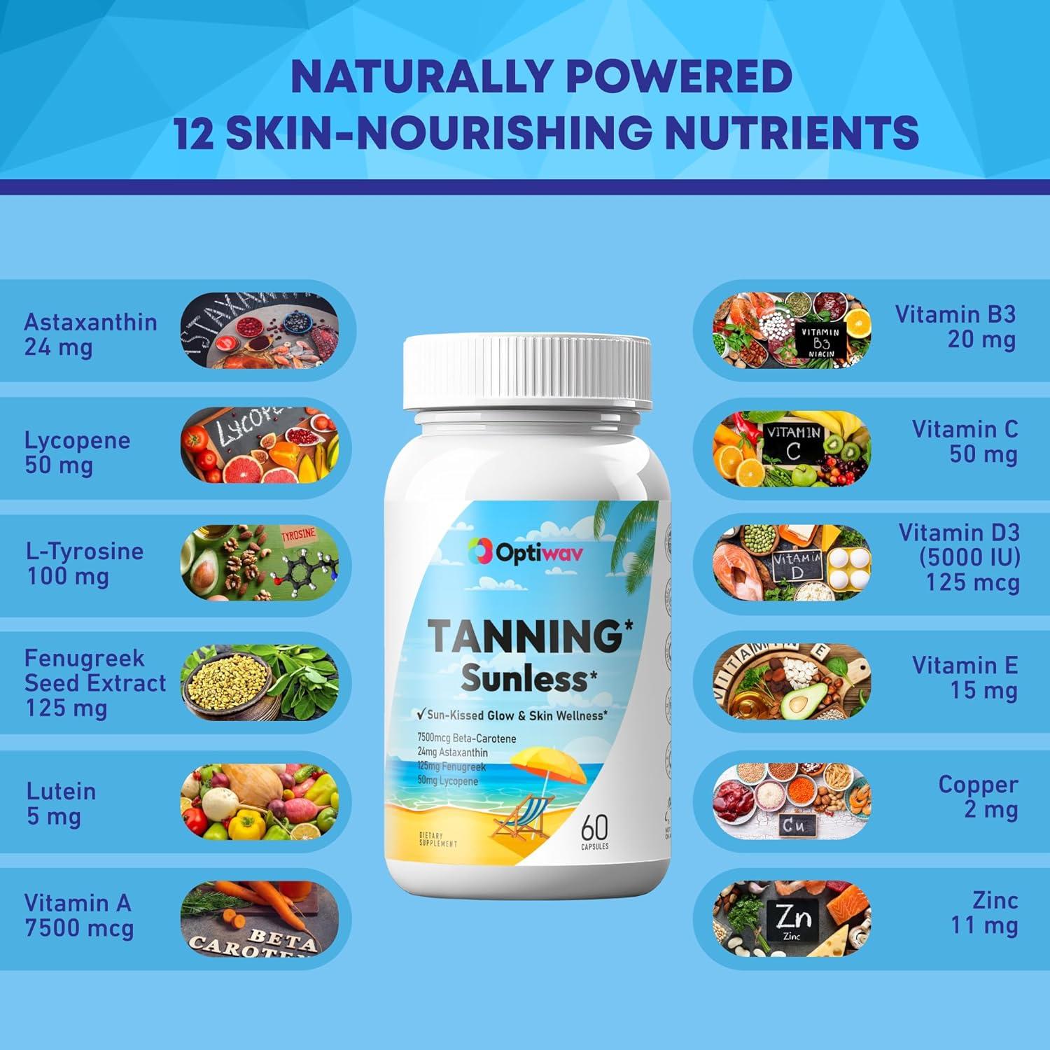 Cápsulas Autobronceadoras OptiWav 60 Unidades - Veganas y Sin Gluten