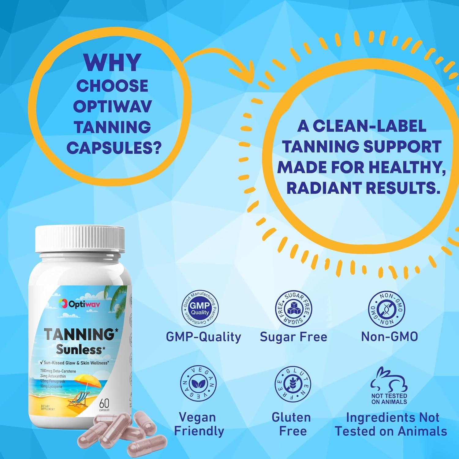 Cápsulas Autobronceadoras OptiWav 60 Unidades - Veganas y Sin Gluten