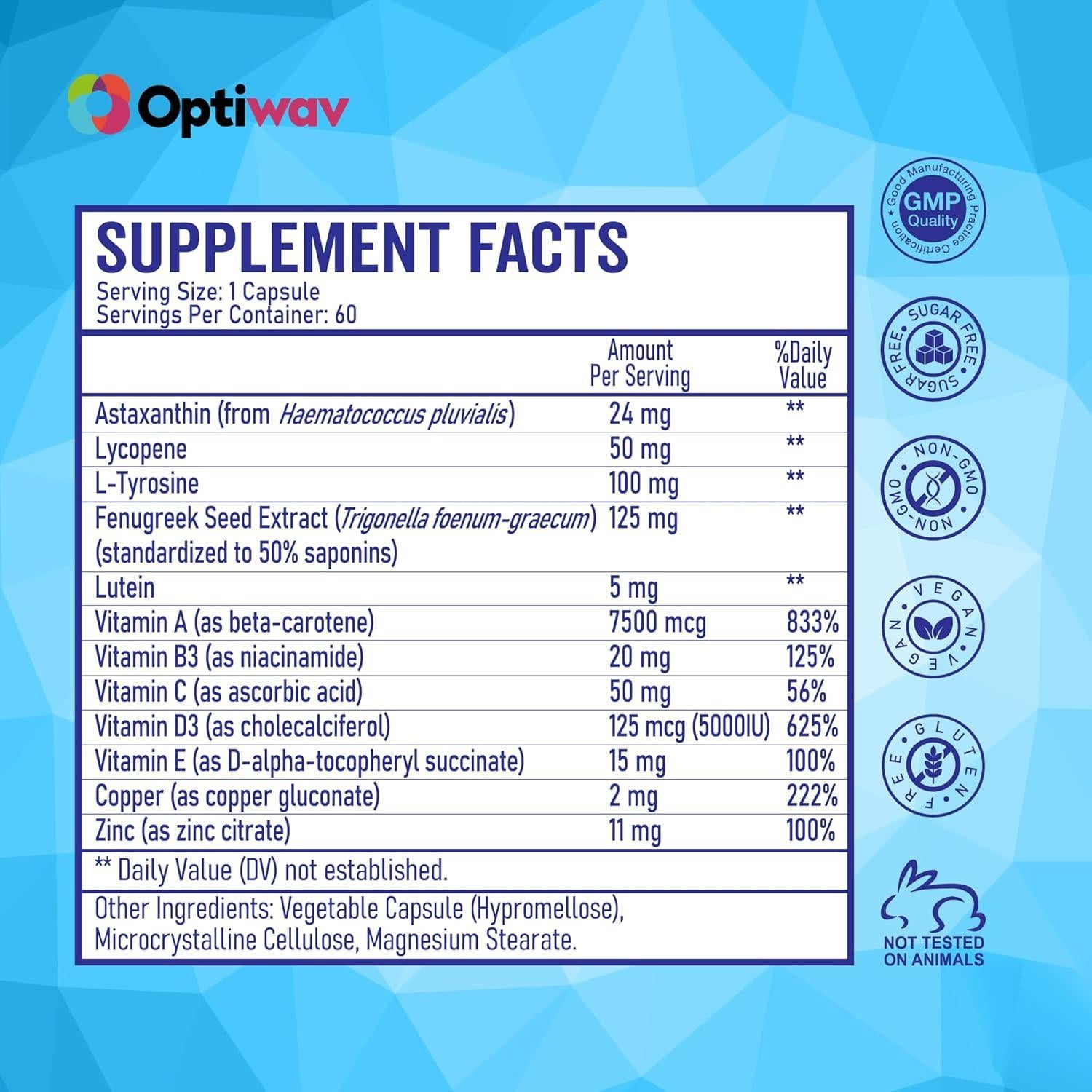 Cápsulas Autobronceadoras OptiWav 60 Unidades - Veganas y Sin Gluten