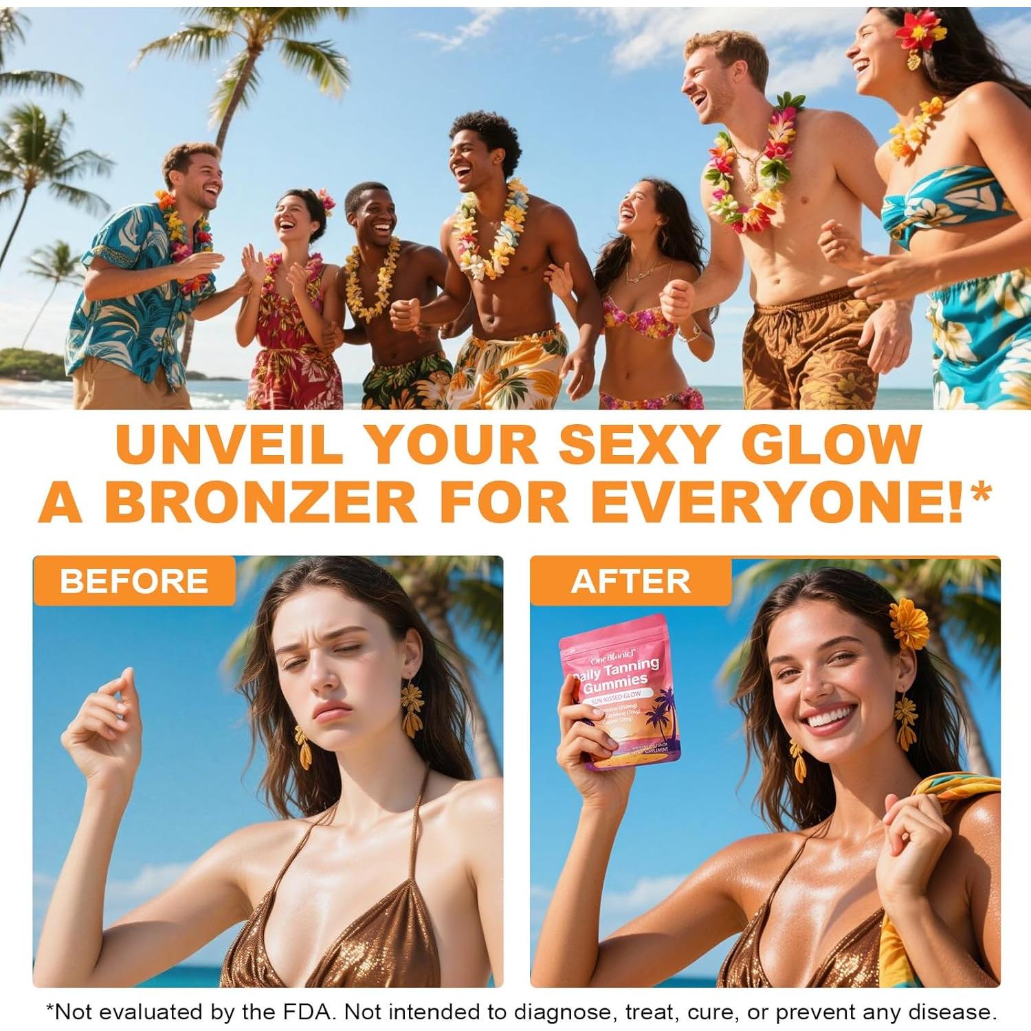 Gomitas Bronceadoras Veganas IWKDIJ con Licopeno y Beta Caroteno - 60 Unidades