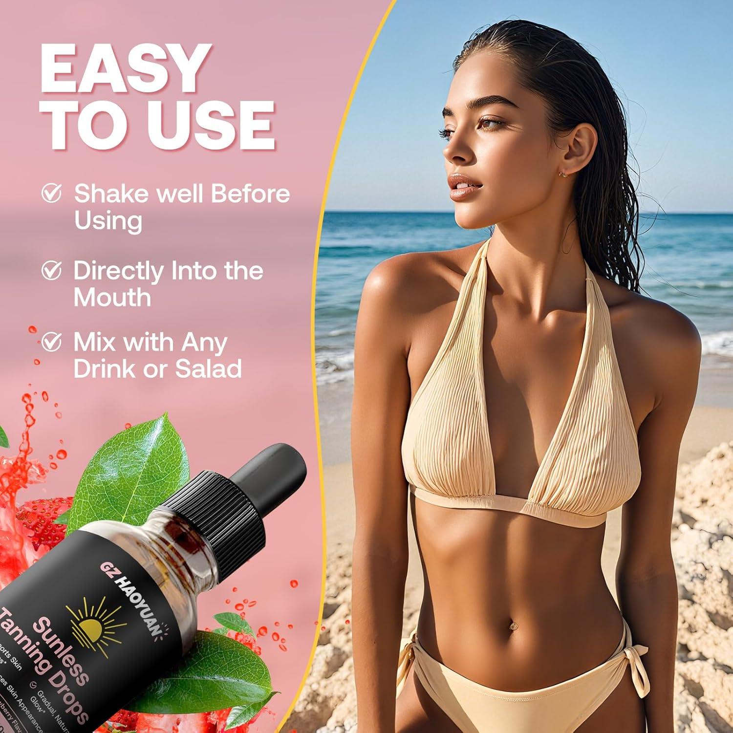 Gotas Bronceadoras GZ HAOYUAN 59 ml Sabor Fresa Antioxidantes